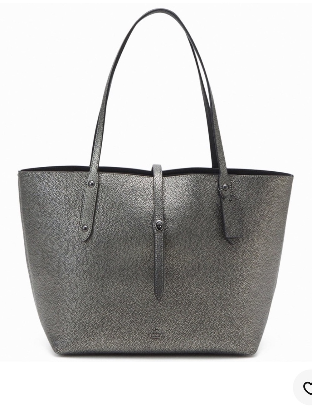 Coach Metallic Pebbled Leather Tote in Gray